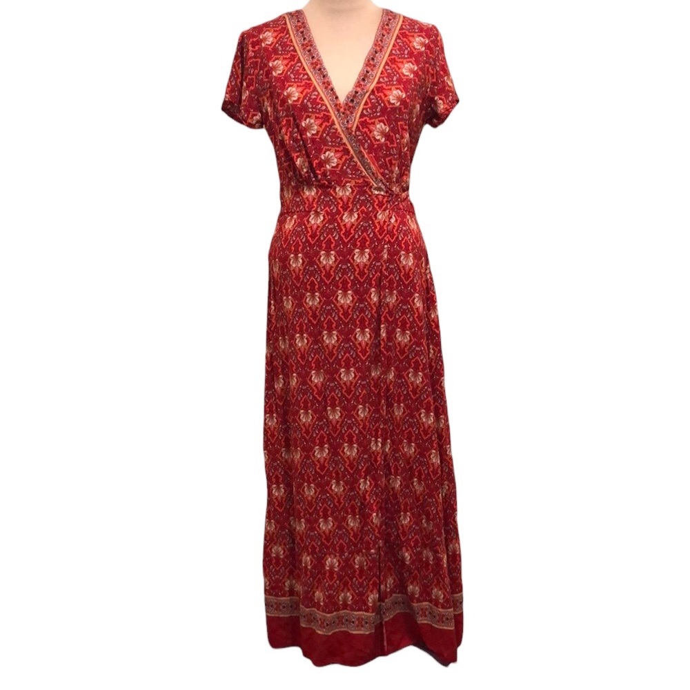 PrettyGarden Wrap Maxi Dress Size Large Red